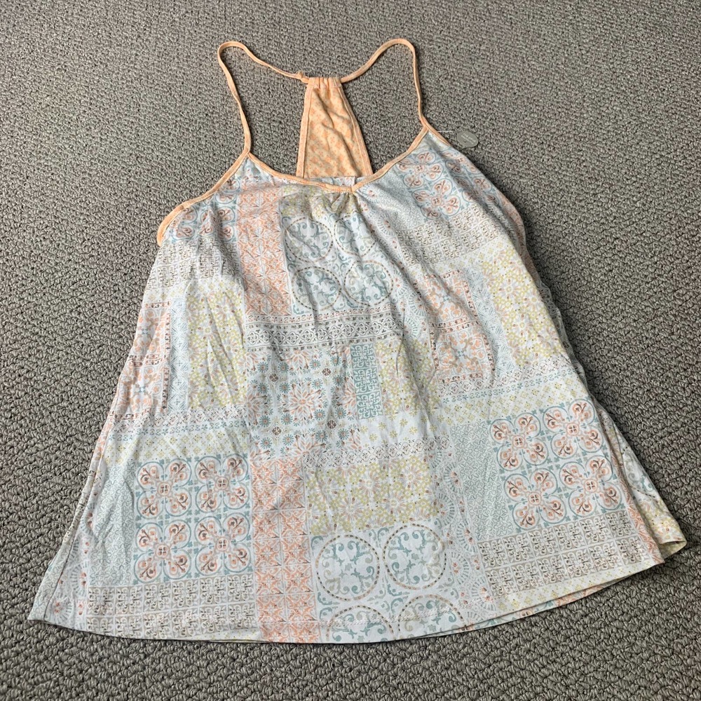 Ink + Ivy Womens Tank‎ Top Size Large White/Orange Floral Sleeveless Racerback